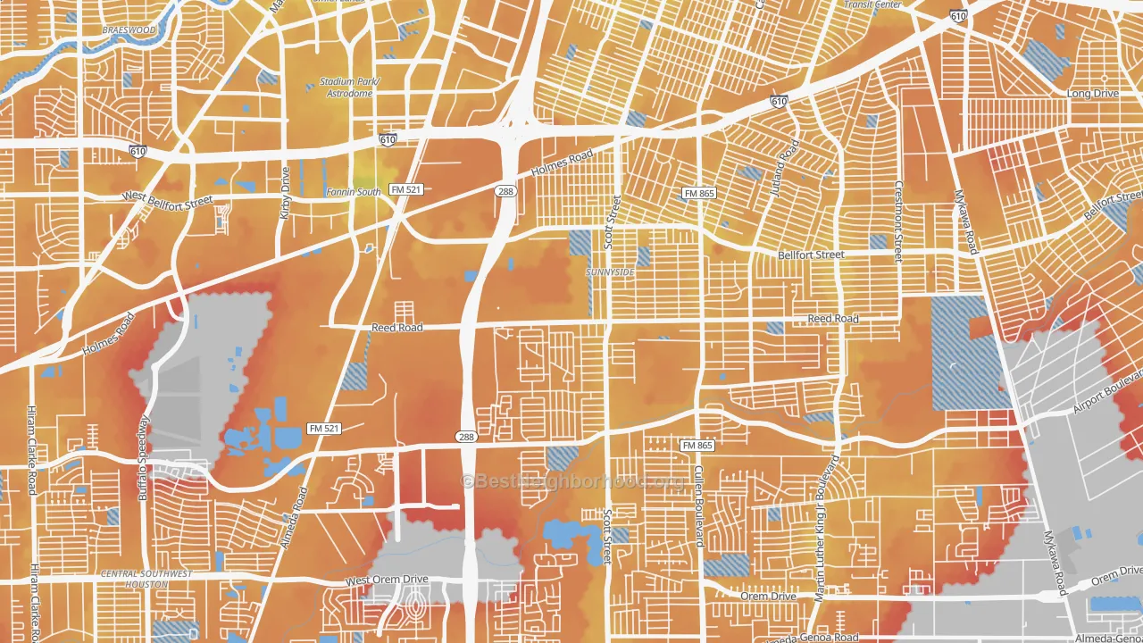 Transit Grade map of 77051, TX