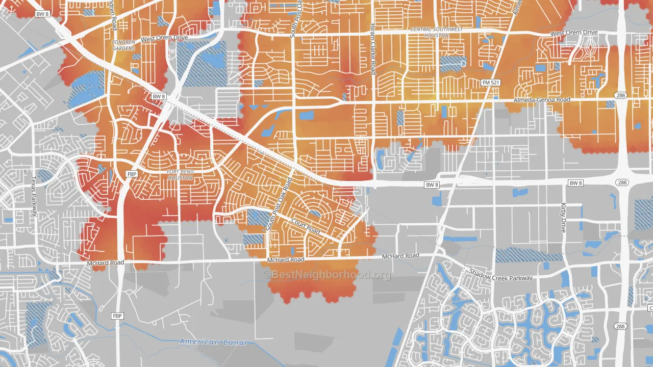 Transit Grade map of 77053, TX