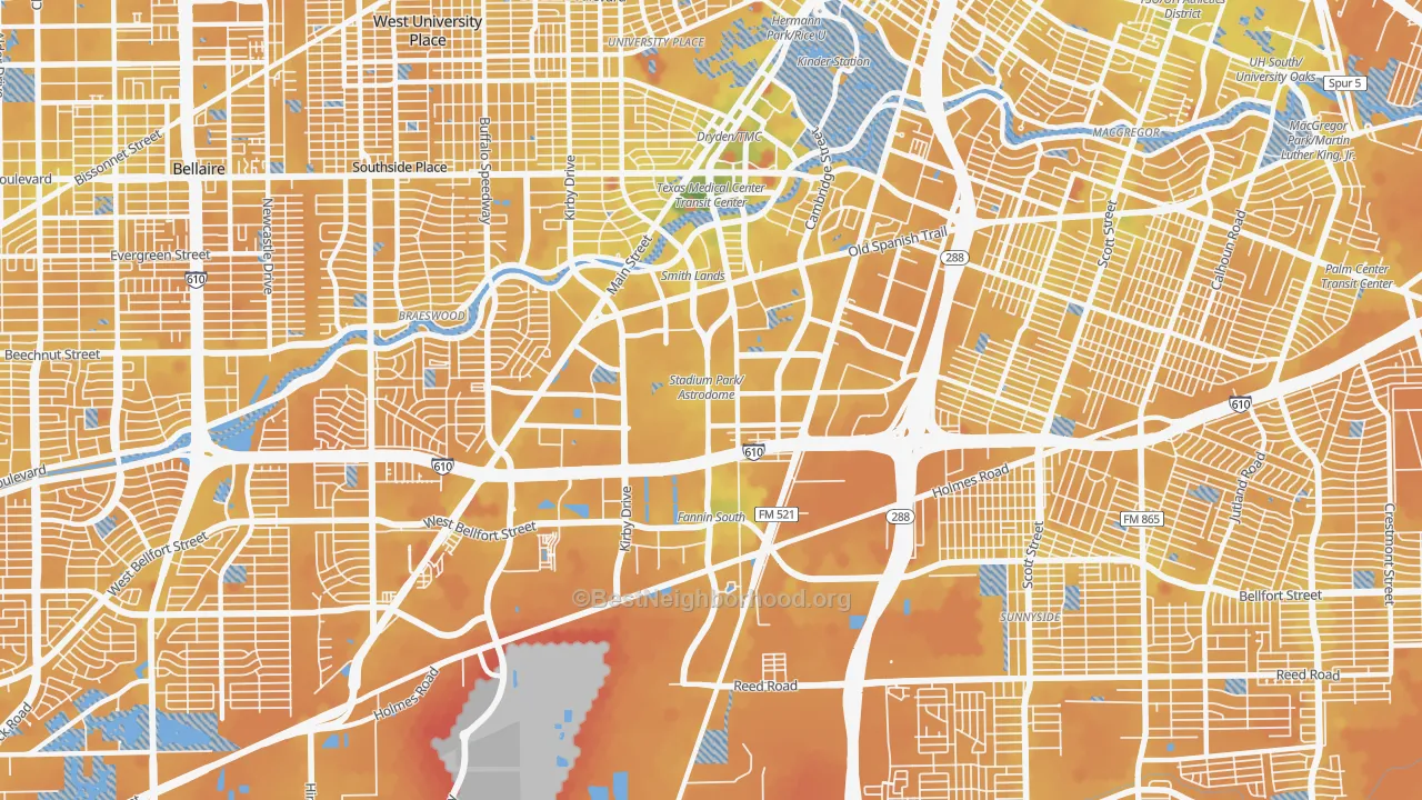 Transit Grade map of 77054, TX
