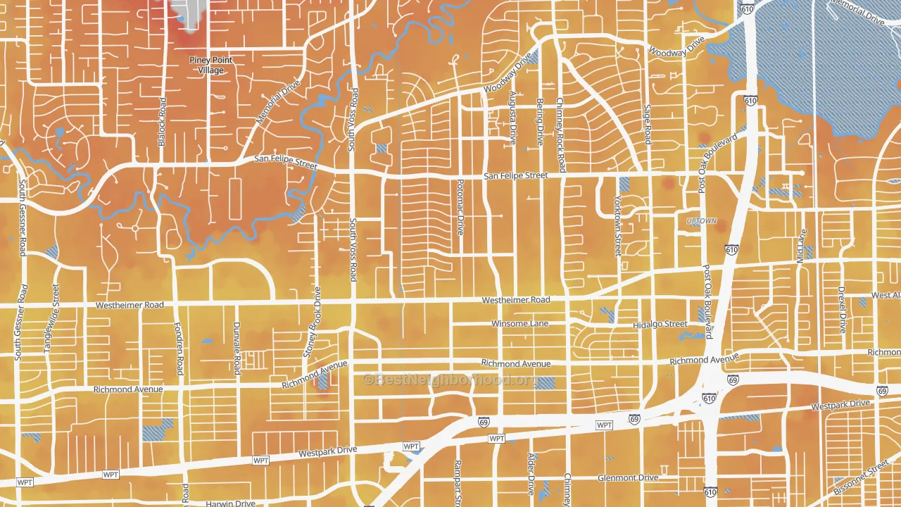 Transit Grade map of 77057, TX