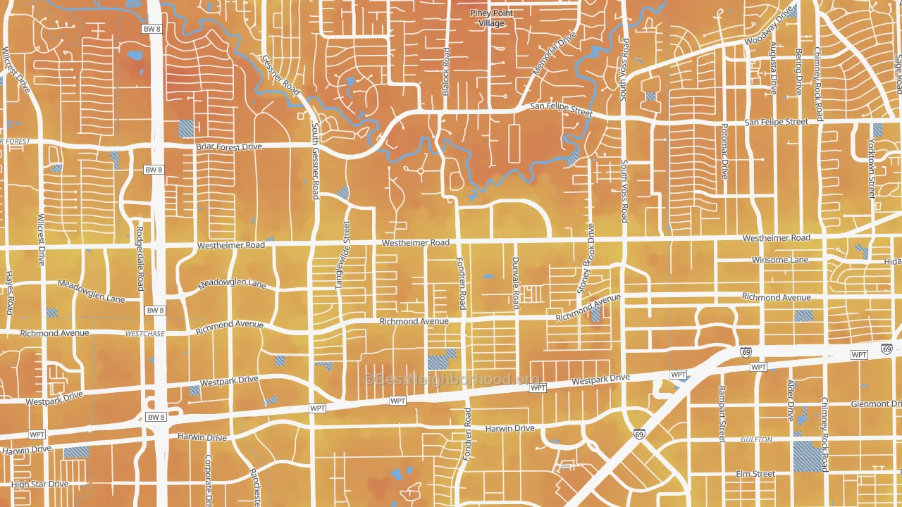 Transit Grade map of 77063, TX
