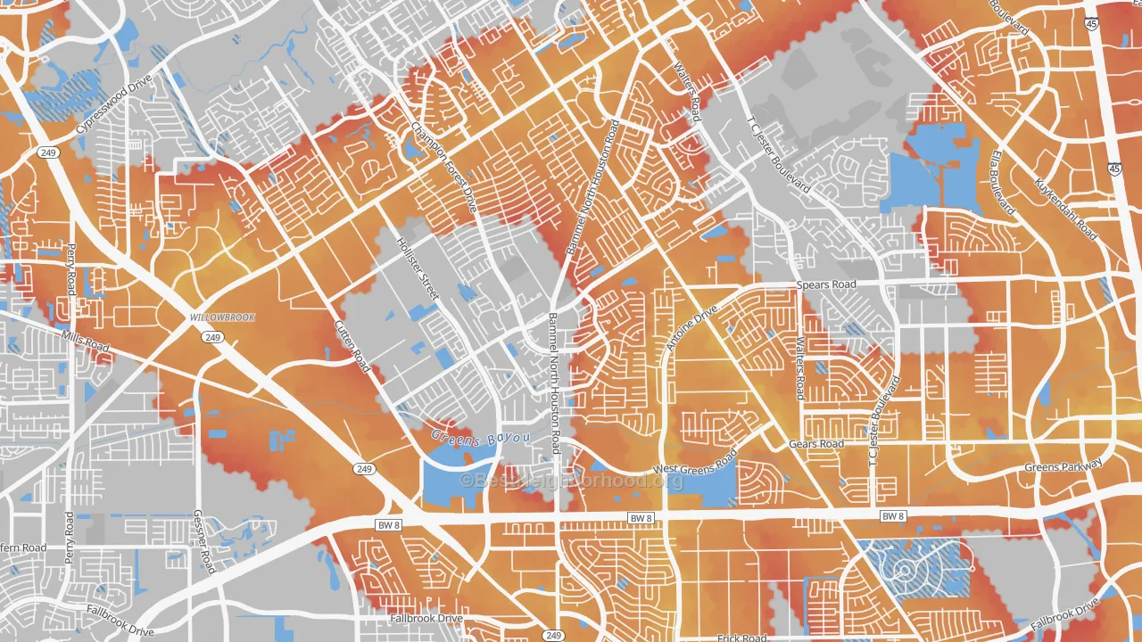 Transit Grade map of 77066, TX