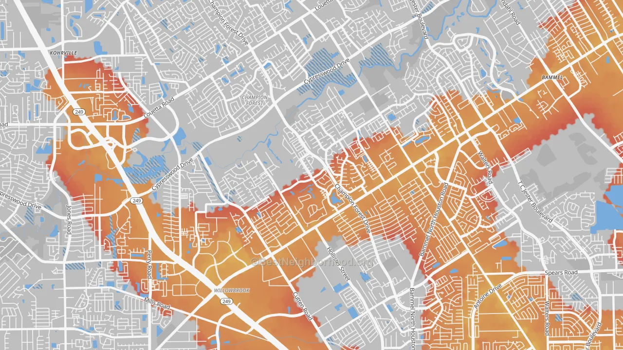 Transit Grade map of 77069, TX