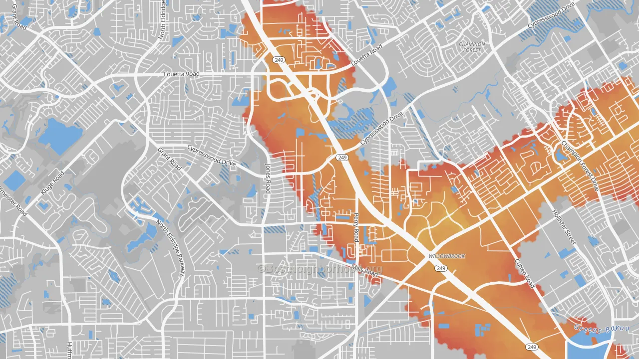 Transit Grade map of 77070, TX