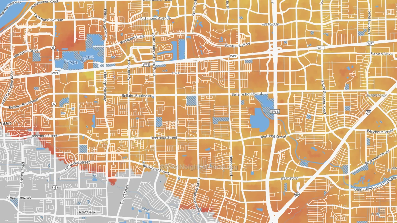 Transit Grade map of 77072, TX