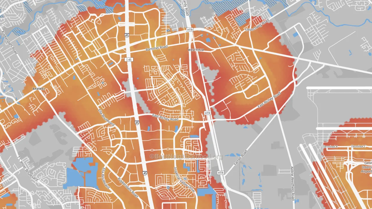 Transit Grade map of 77073, TX