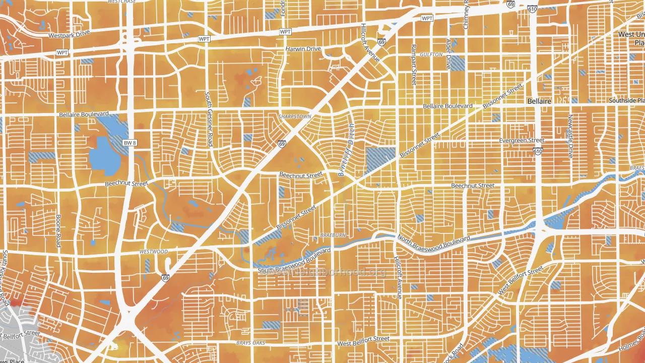 Transit Grade map of 77074, TX