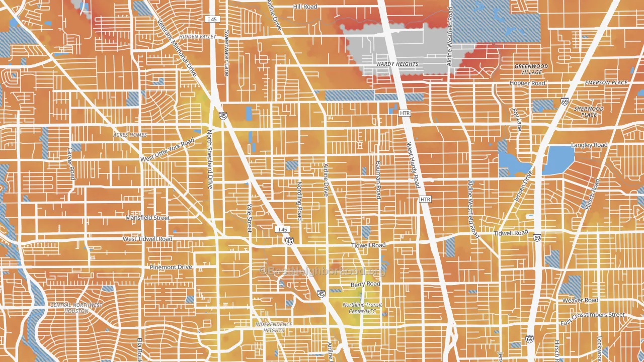 Transit Grade map of 77076, TX