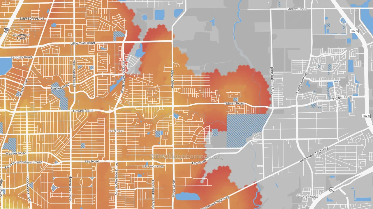 Transit Grade map of 77078, TX