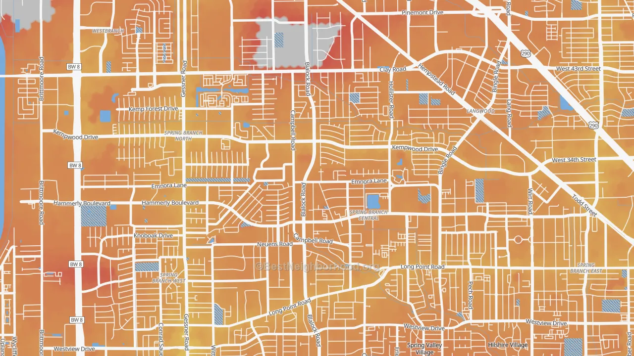 Transit Grade map of 77080, TX
