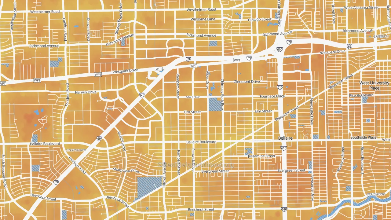 Transit Grade map of 77081, TX