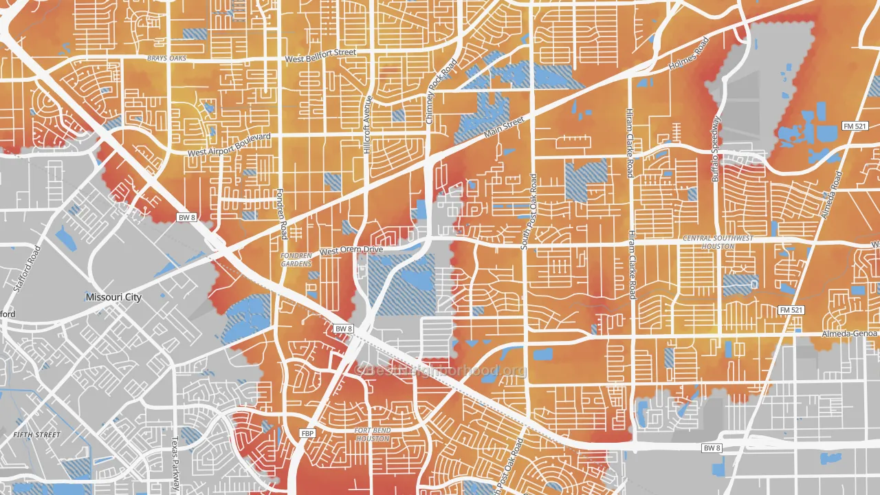 Transit Grade map of 77085, TX