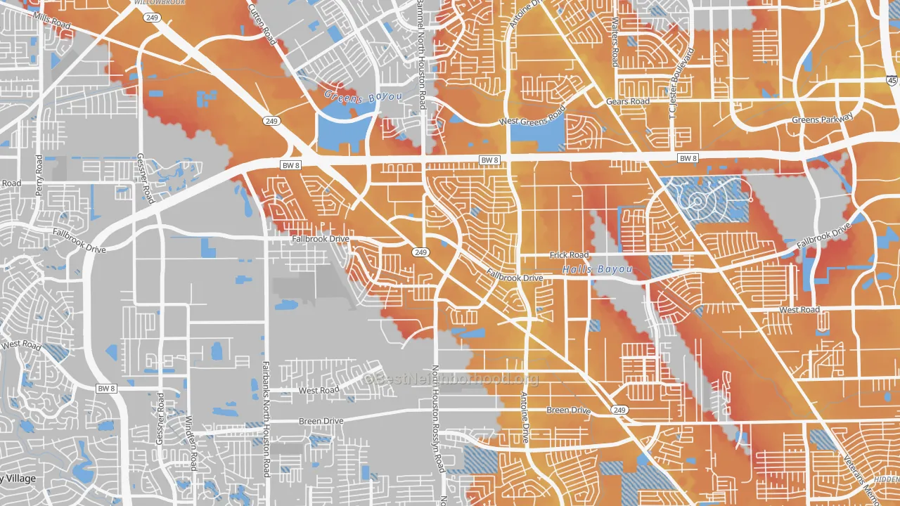 Transit Grade map of 77086, TX