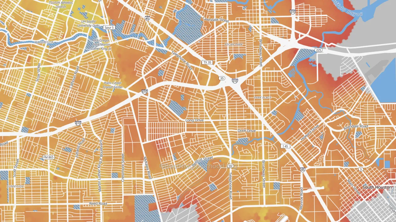 Transit Grade map of 77087, TX