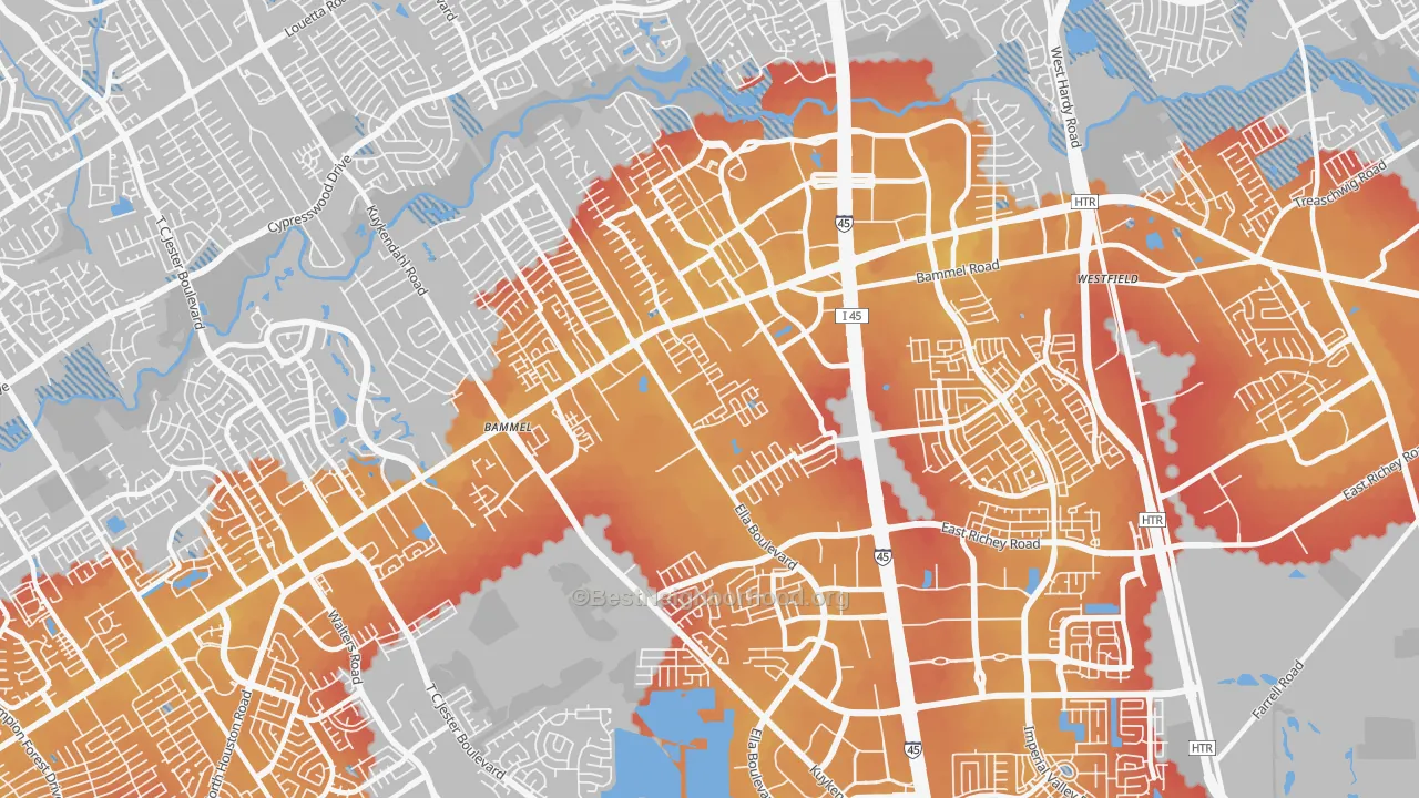 Transit Grade map of 77090, TX