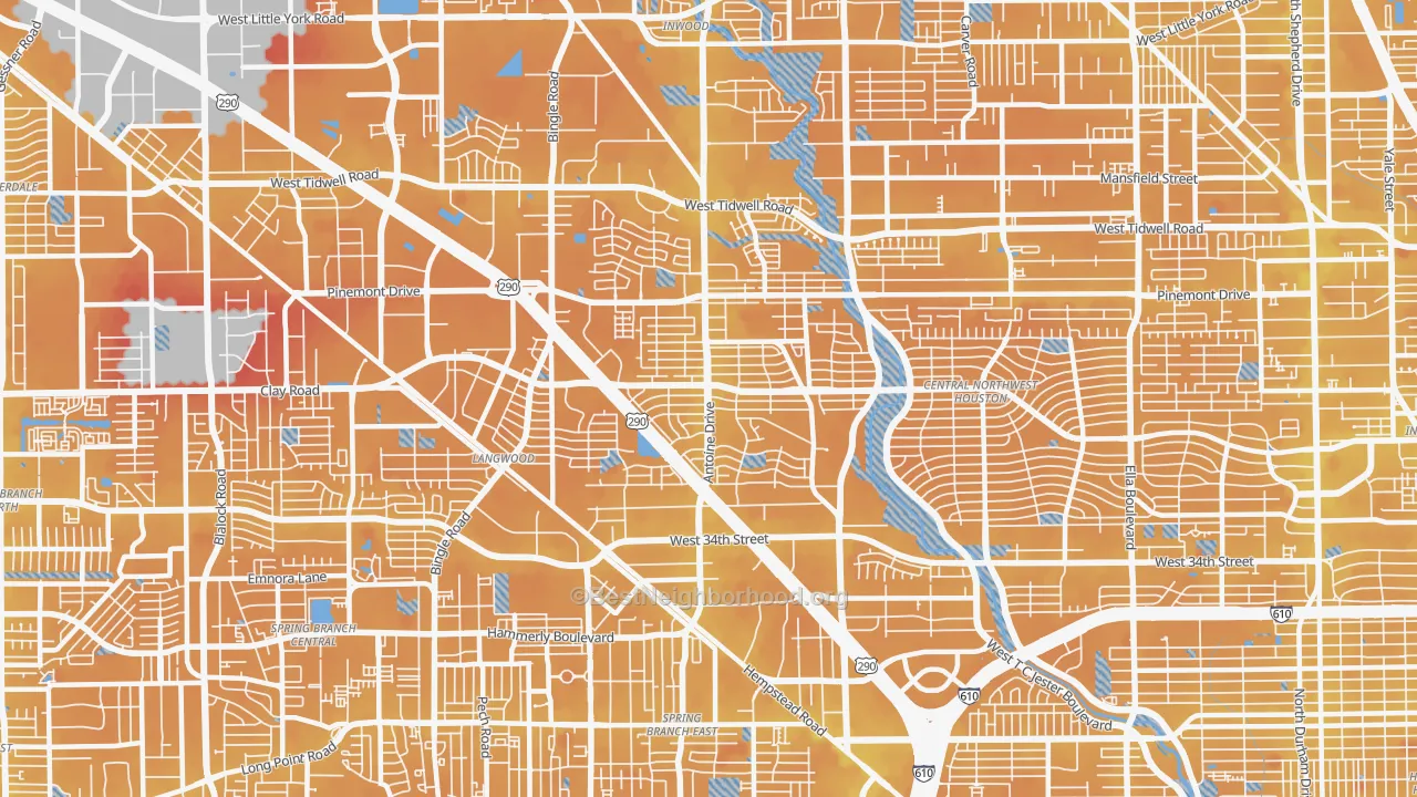 Transit Grade map of 77092, TX