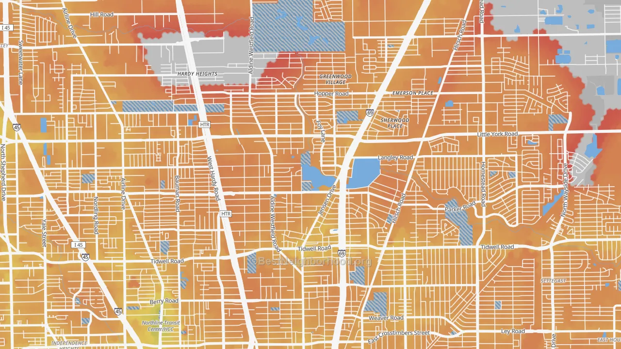 Transit Grade map of 77093, TX