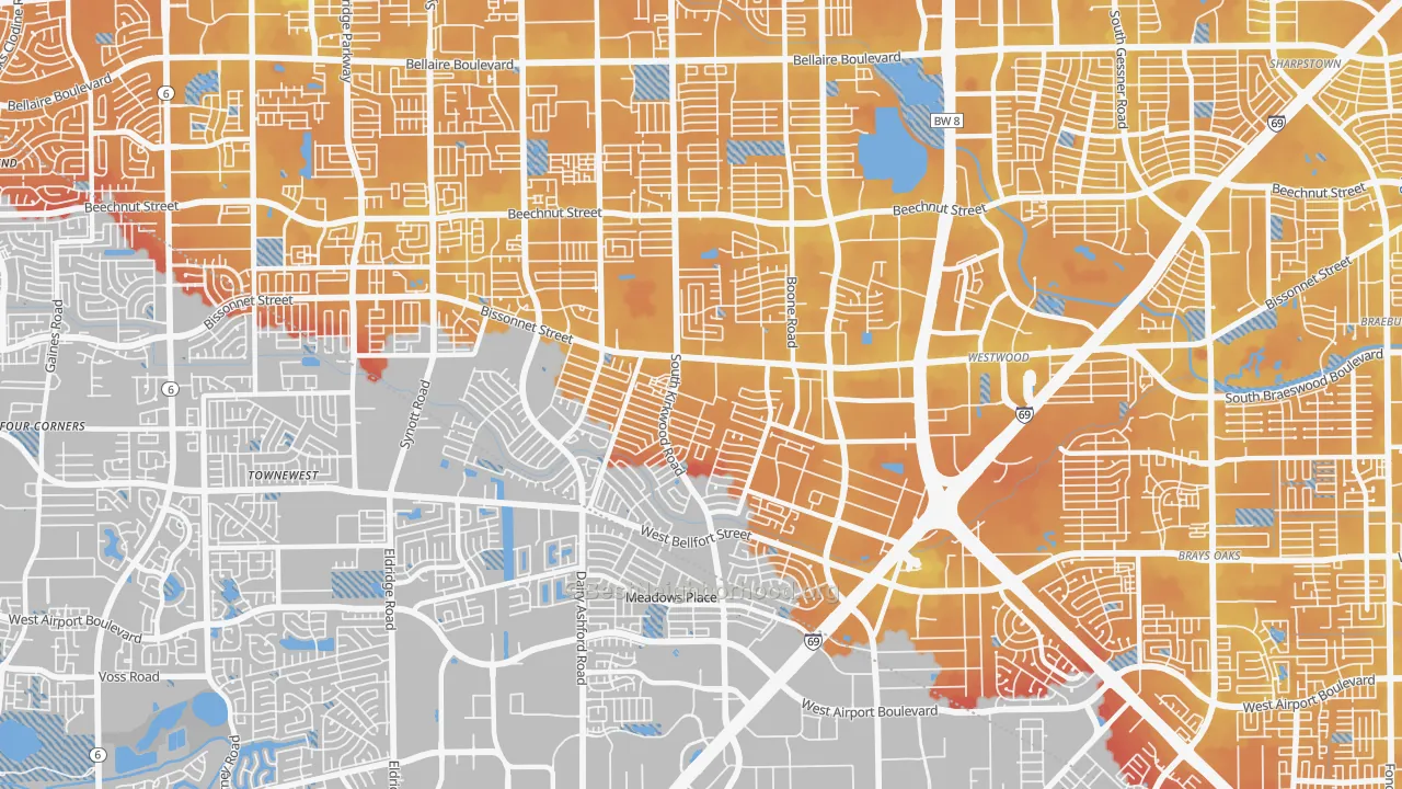 Transit Grade map of 77099, TX