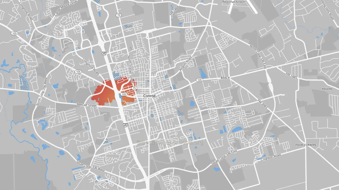 Transit Grade map of 77301, TX