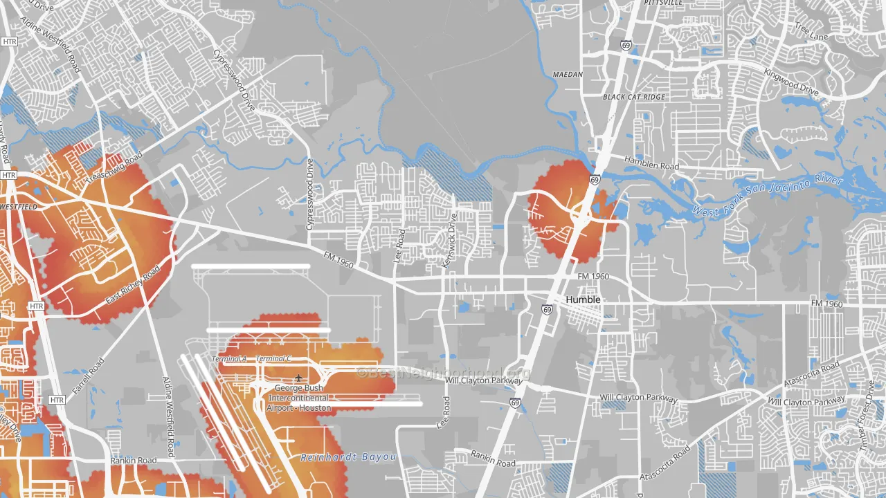 Transit Grade map of 77338, TX