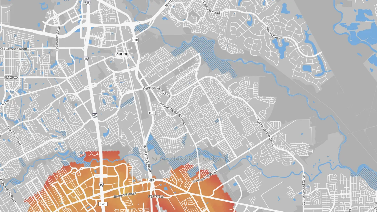 Transit Grade map of 77373, TX