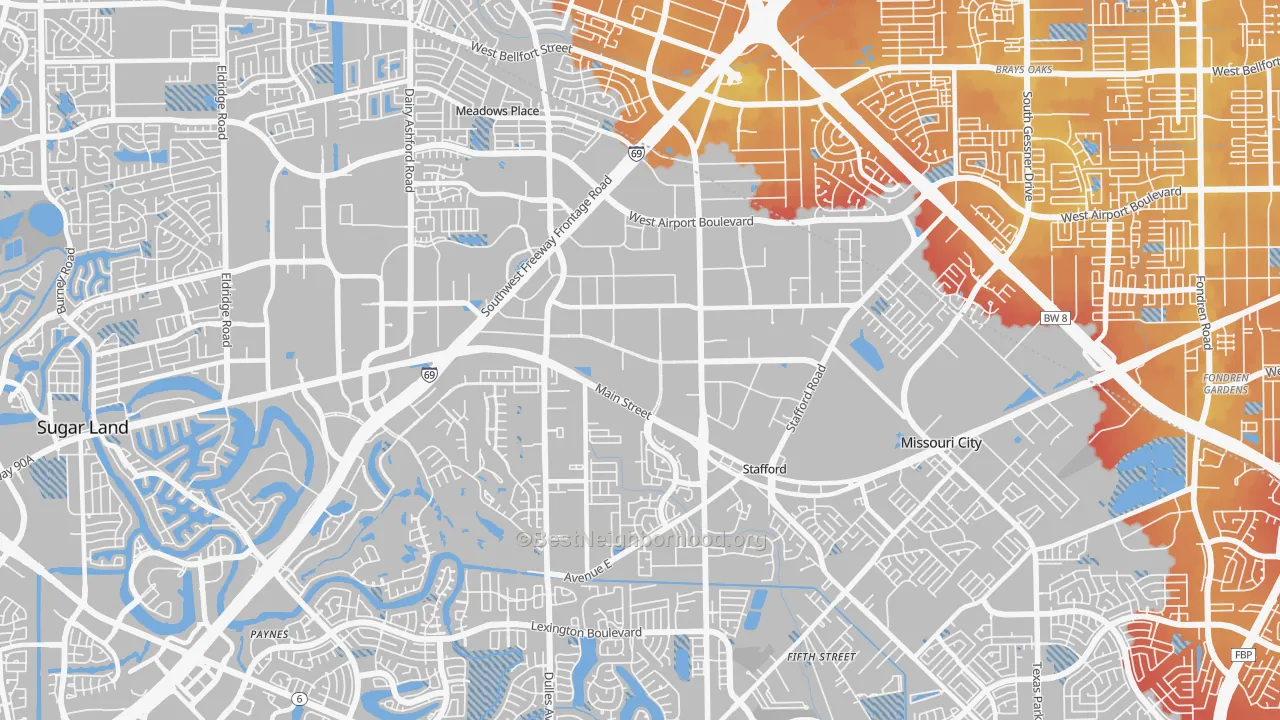 Transit Grade map of 77477, TX