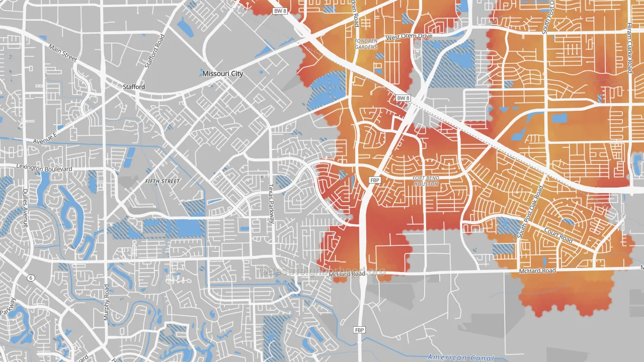 Transit Grade map of 77489, TX
