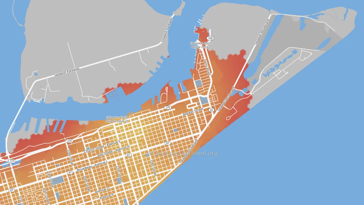 Transit Grade map of 77555, TX