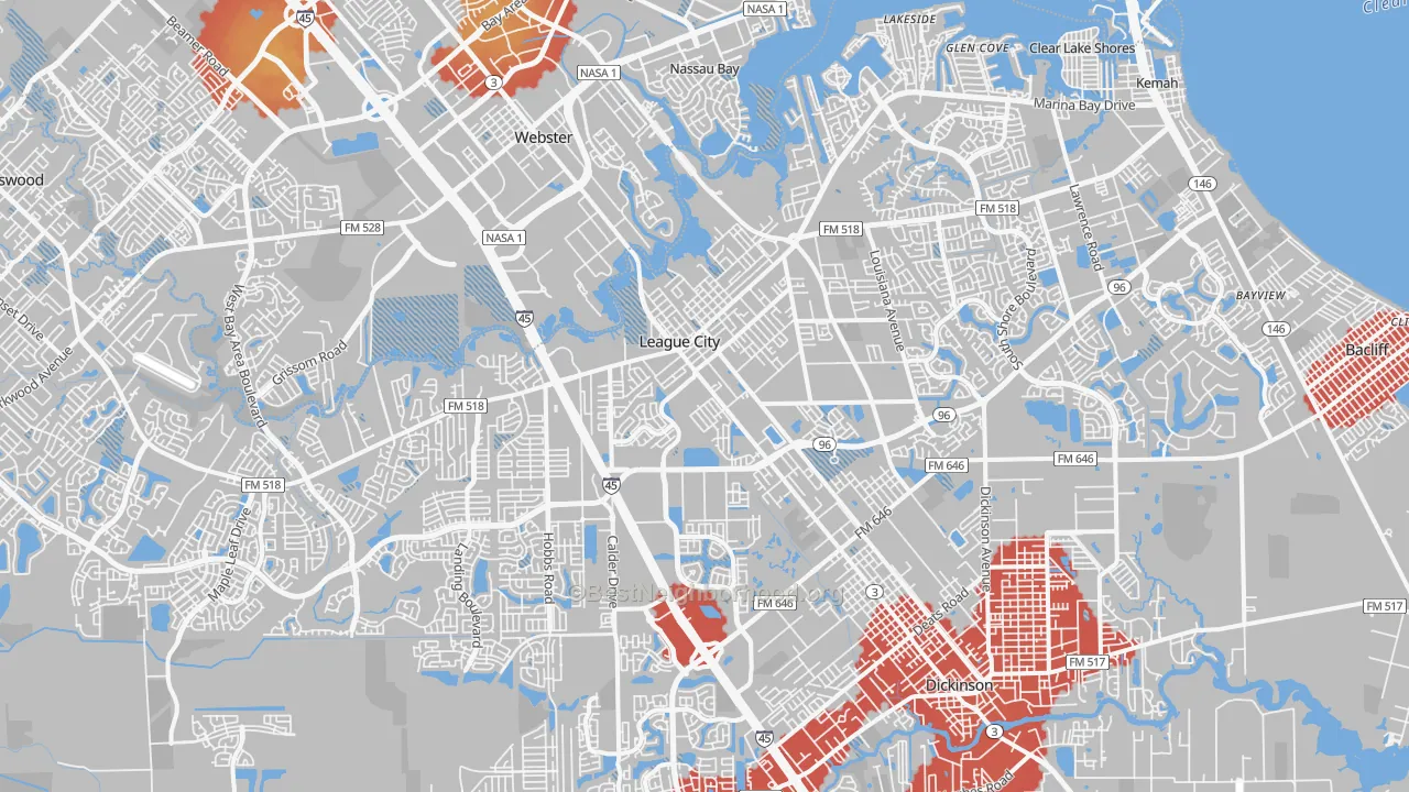 Transit Grade map of 77573, TX