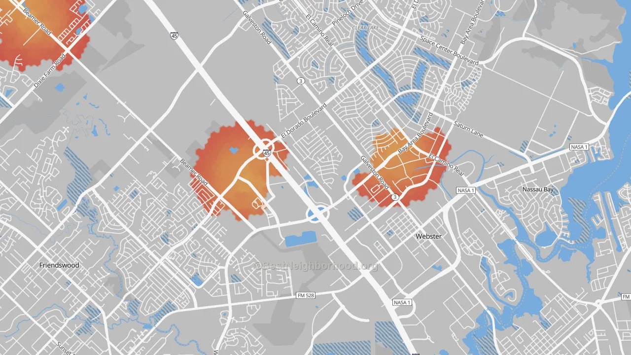 Transit Grade map of 77598, TX