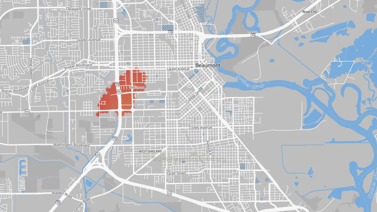 Transit Grade map of 77701, TX