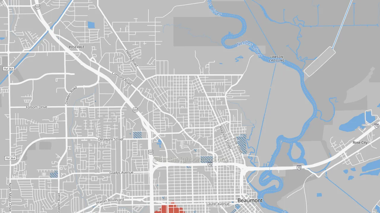Transit Grade map of 77703, TX