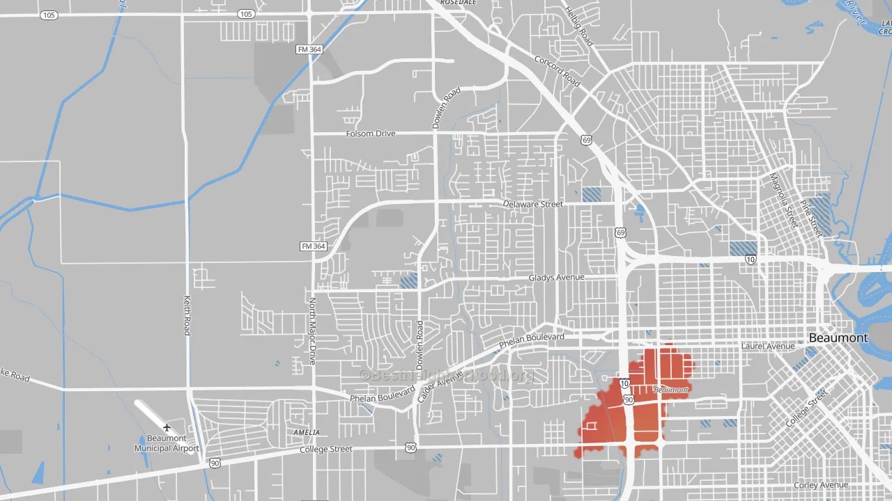 Transit Grade map of 77706, TX