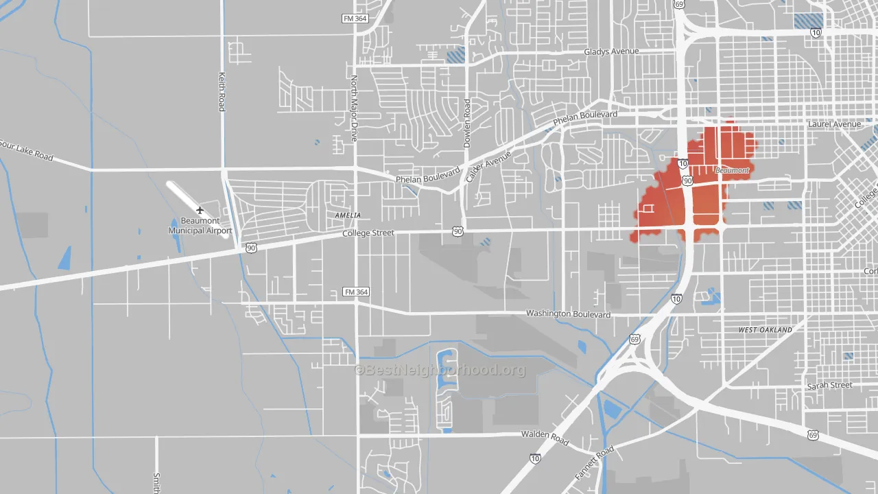 Transit Grade map of 77707, TX