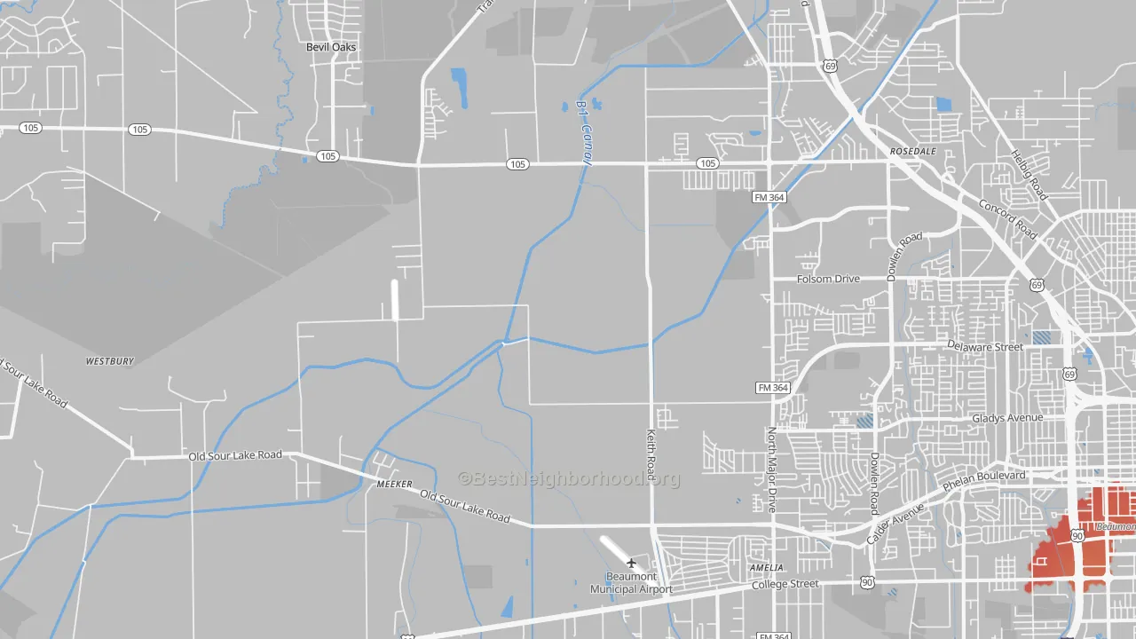 Transit Grade map of 77713, TX