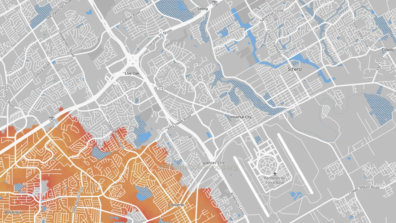 Transit Grade map of 78148, TX