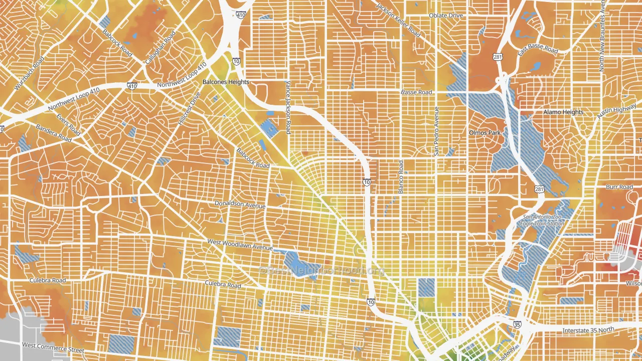 Transit Grade map of 78201, TX