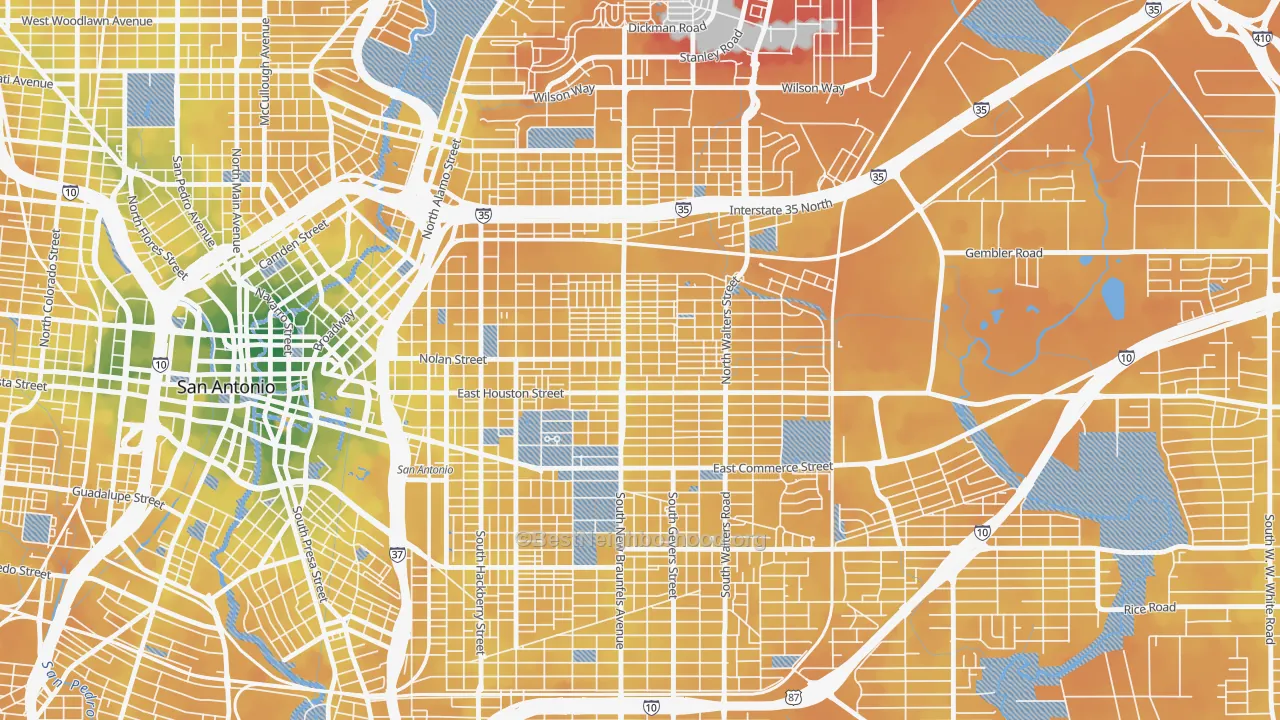 Transit Grade map of 78202, TX