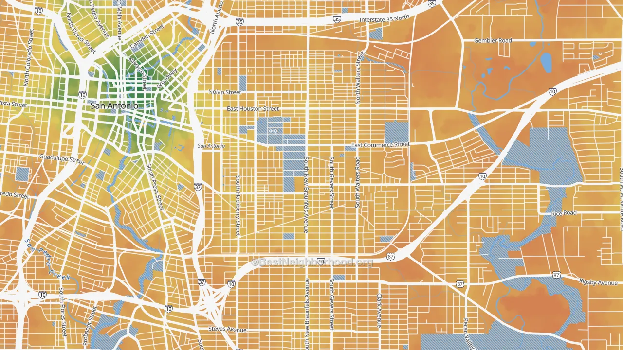 Transit Grade map of 78203, TX