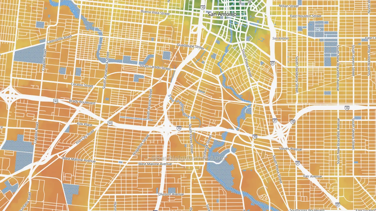 Transit Grade map of 78204, TX
