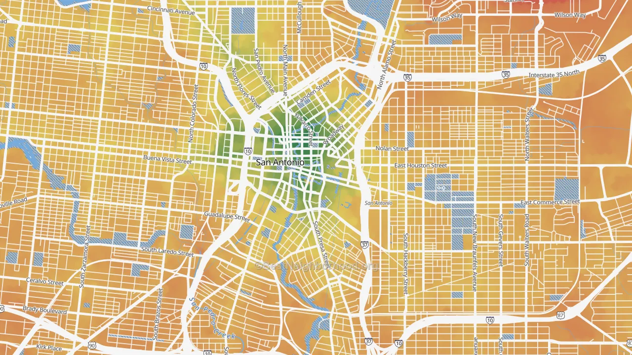 Transit Grade map of 78205, TX
