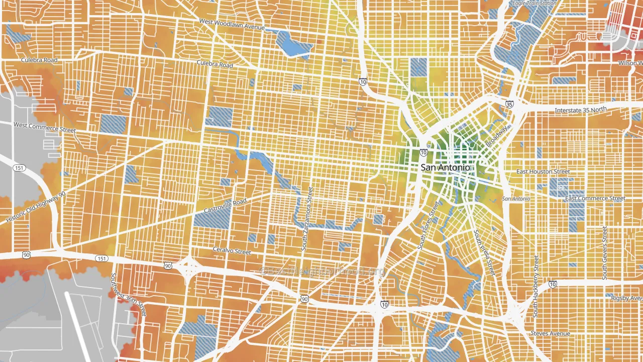 Transit Grade map of 78207, TX