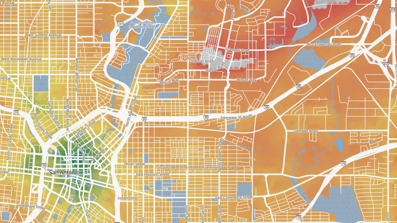 Transit Grade map of 78208, TX