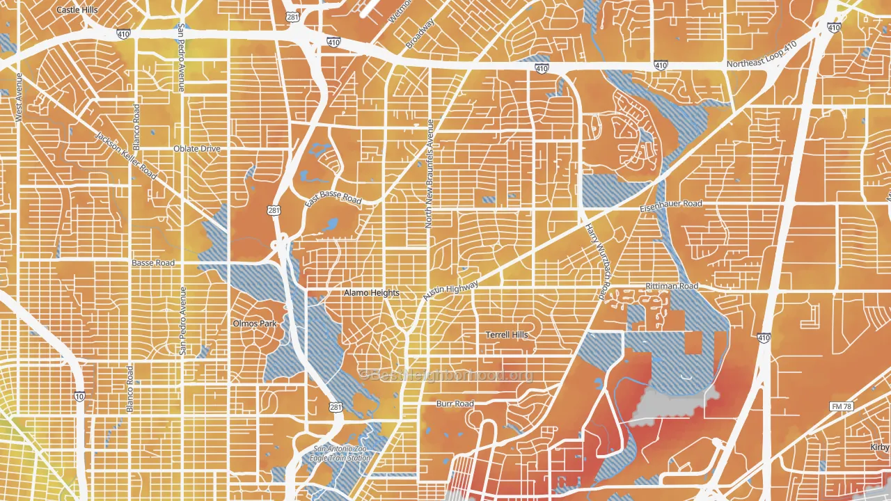 Transit Grade map of 78209, TX