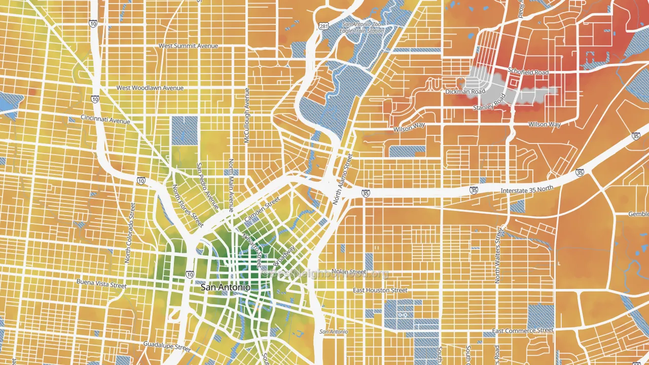 Transit Grade map of 78215, TX