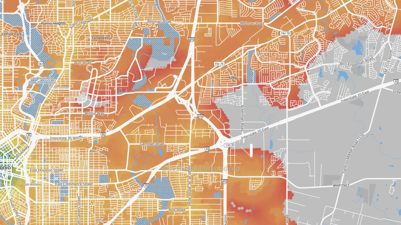 Transit Grade map of 78219, TX