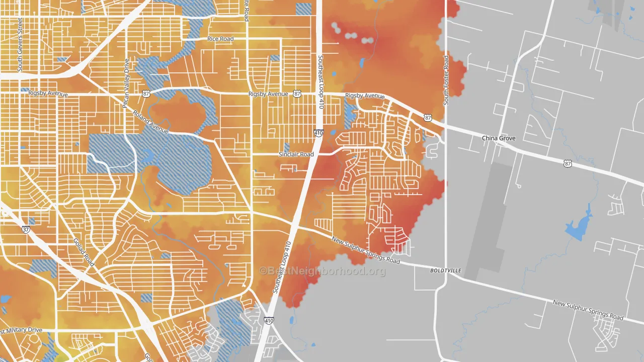 Transit Grade map of 78222, TX