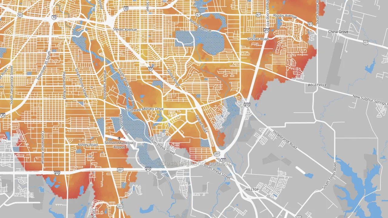 Transit Grade map of 78223, TX