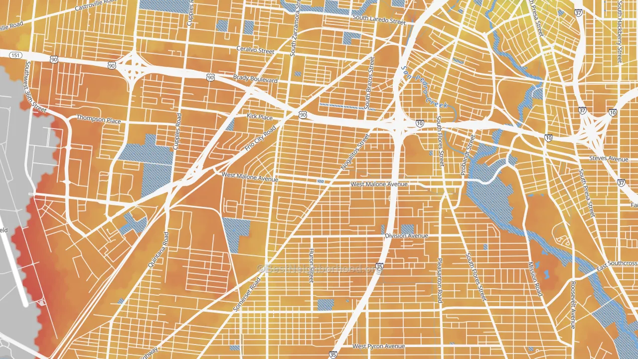 Transit Grade map of 78225, TX