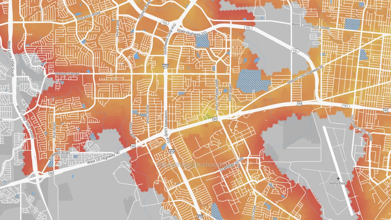 Transit Grade map of 78227, TX